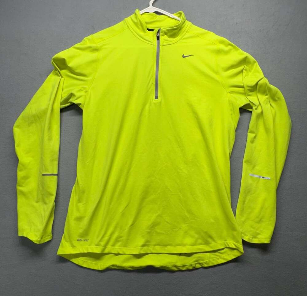 Nike Element Dri-Fit 1/2 Zip Pullover Size M Neon Yellow